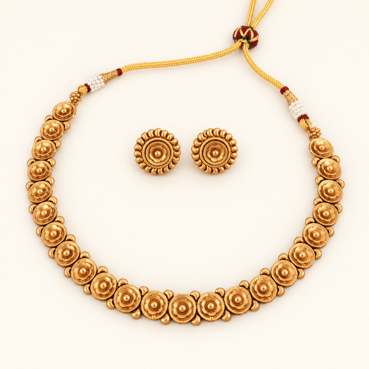 Cute elegant antique gold necklace set for women