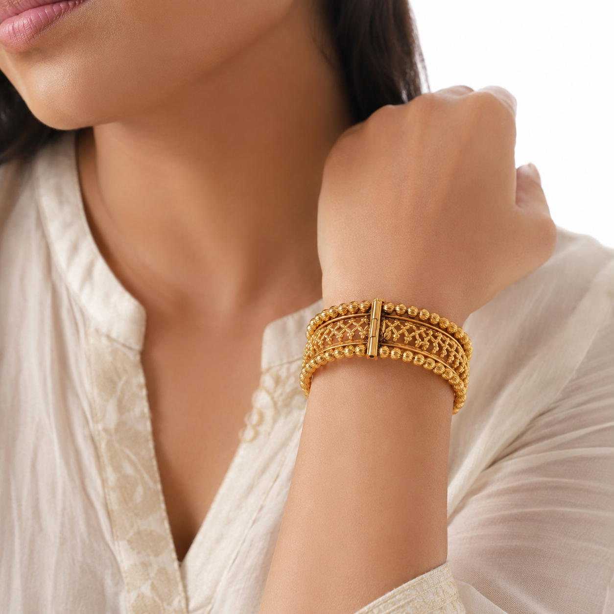 Traditional plain antique gold kada bangle