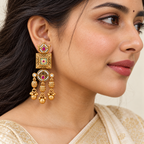 Beautiful gold Mint Green Lotus Gold Drop Earrings