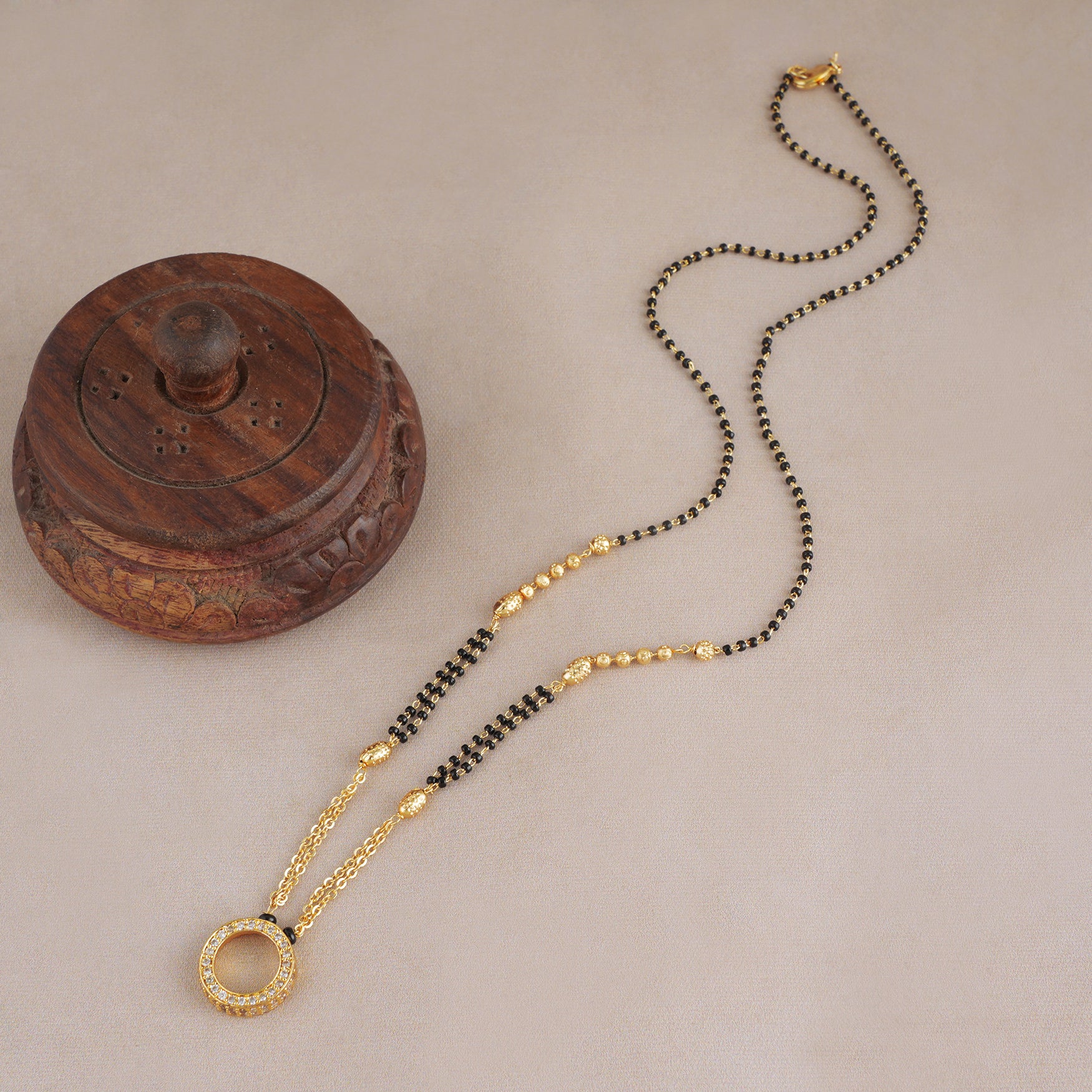 Elegant Diamond gold plated round mangalsutra
