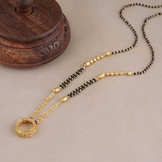 Elegant Diamond gold plated round mangalsutra