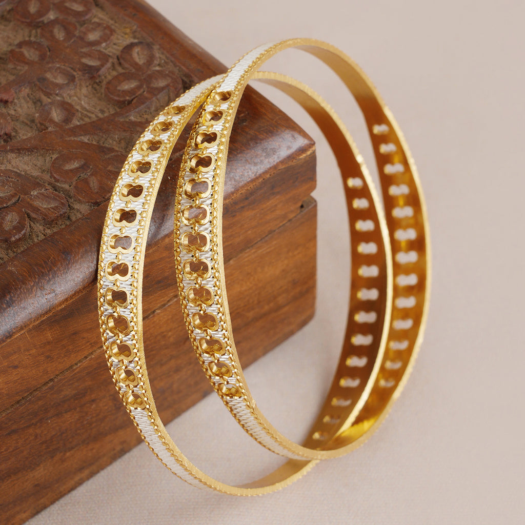 Beautiful gold plated dual tone bangle set
