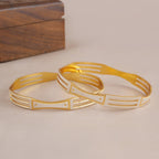 Stunning dual tone gold plated bangle set