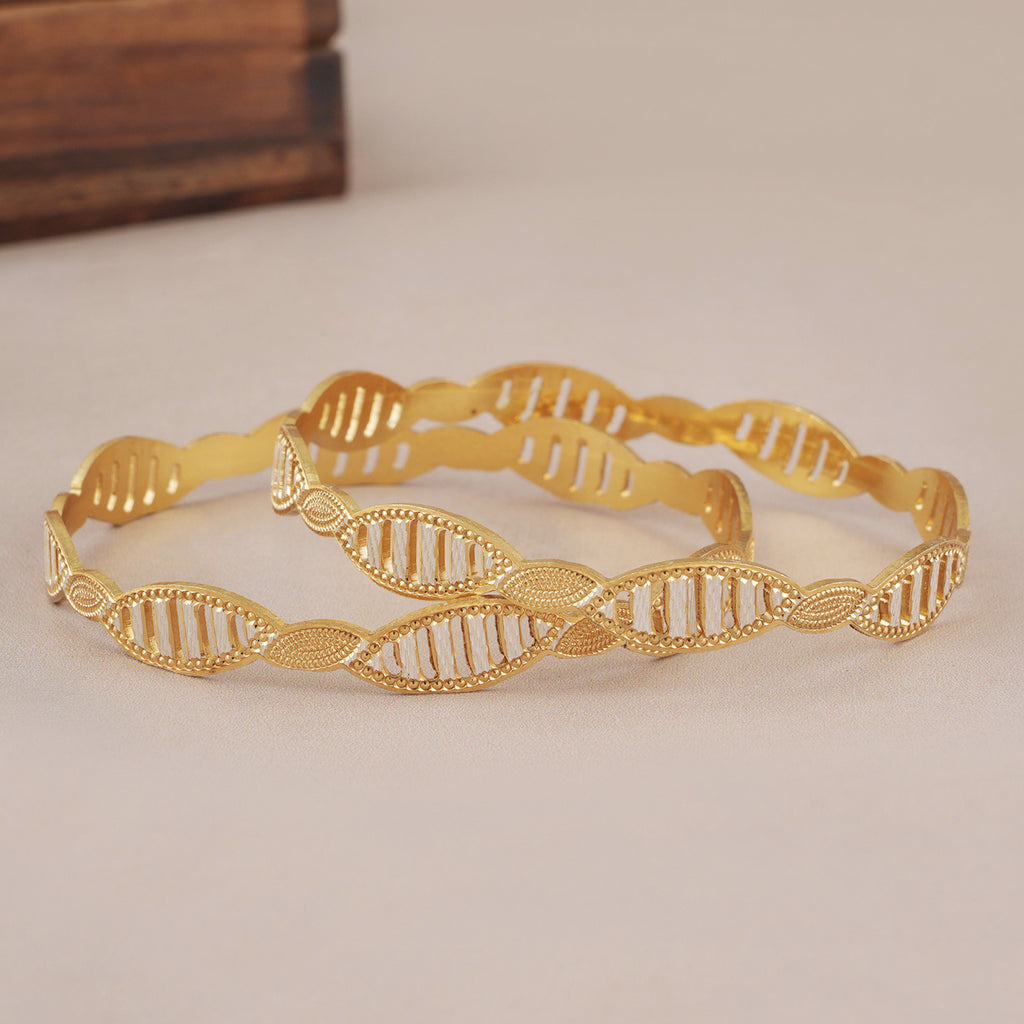 Beautiful dual tone gold plated bangle set