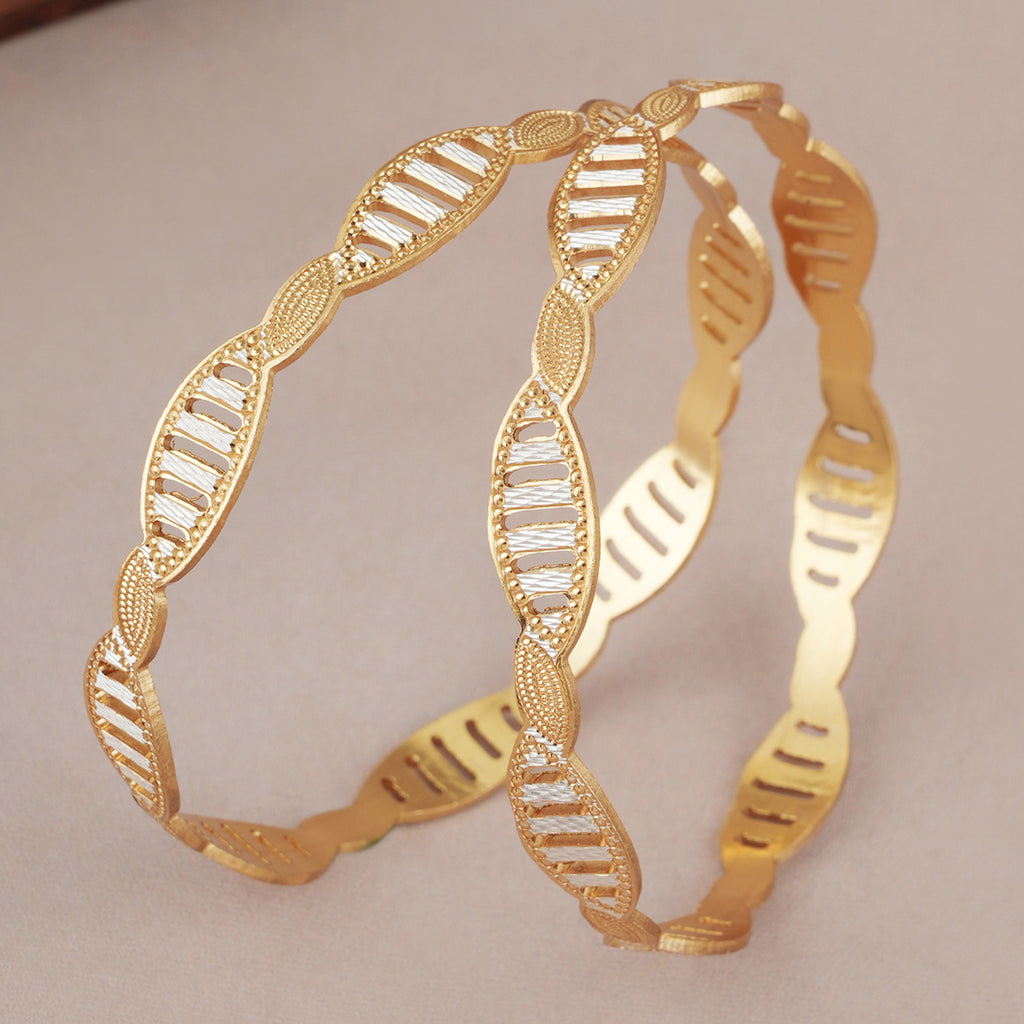 Beautiful dual tone gold plated bangle set