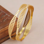 Spiral dual tone gold plated bangle set