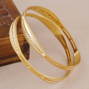 Dual tone gold plated bangle set