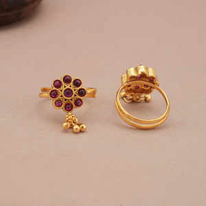 Cute ruby gold plated toe ring