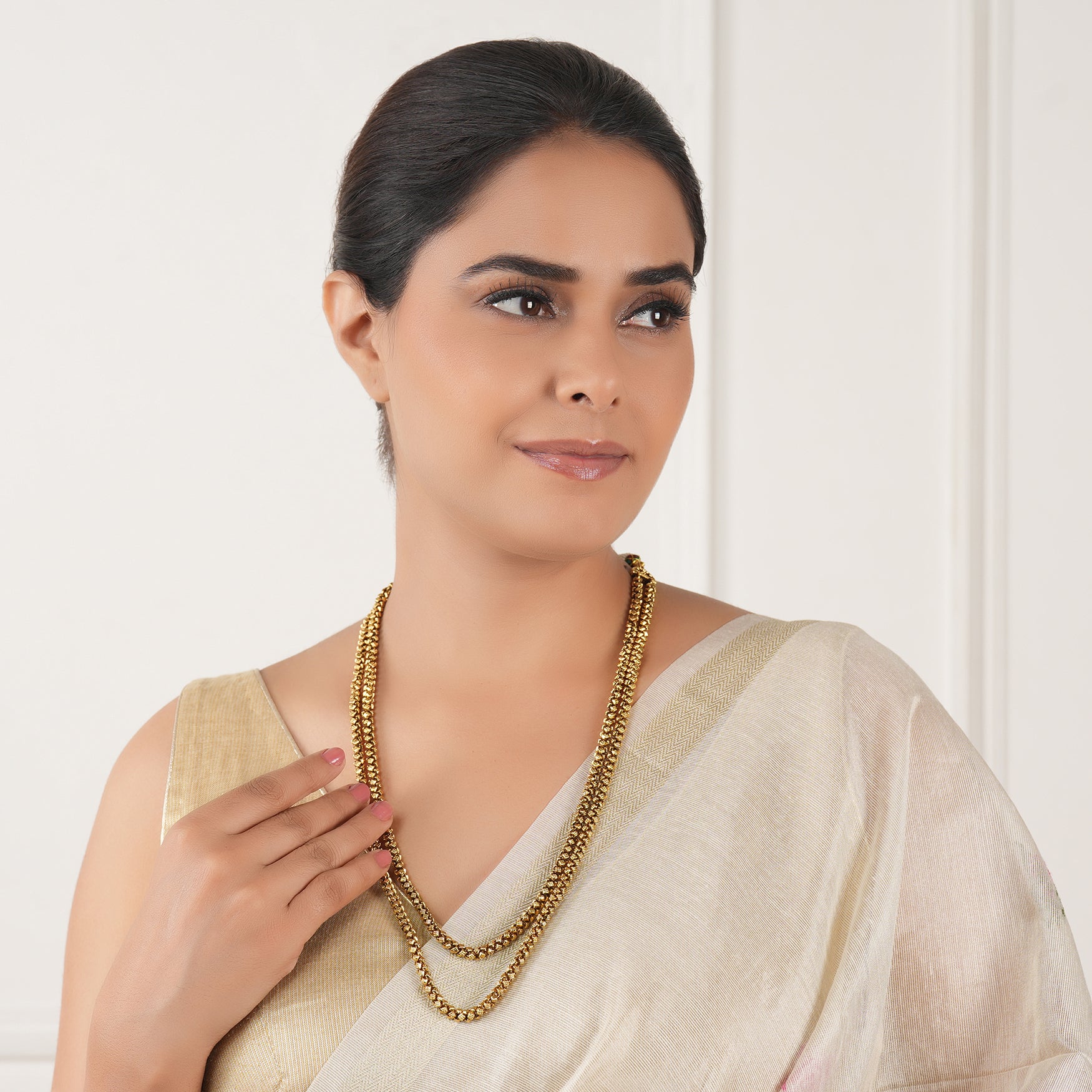 Stunning long antique gold plated chain