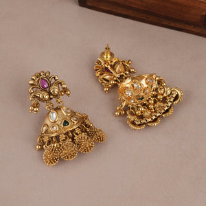 Antique gold plated long haram necklace set for women