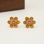 Stunning antique gold stone pendant set