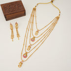 Stunning long antique gold ganesh necklace set