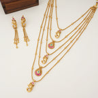 Stunning long antique gold ganesh necklace set