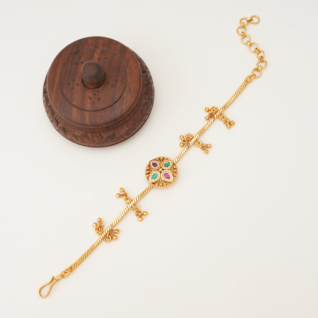 Stunning antique gold multicolor stone bracelet