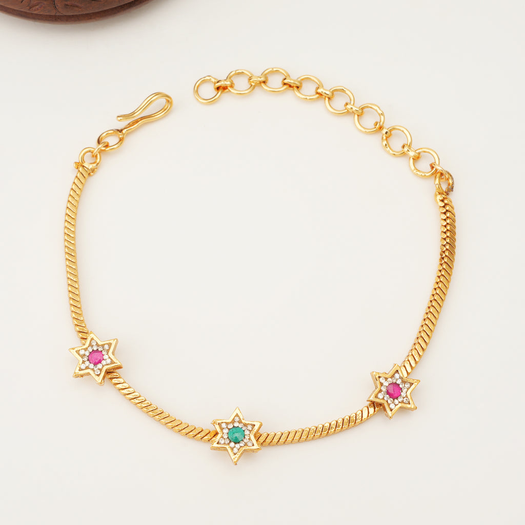 Cute antique gold star stone bracelet