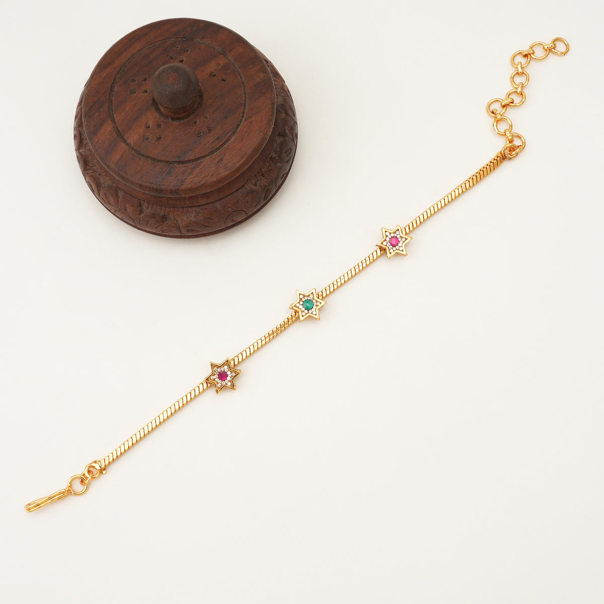 Cute antique gold star stone bracelet
