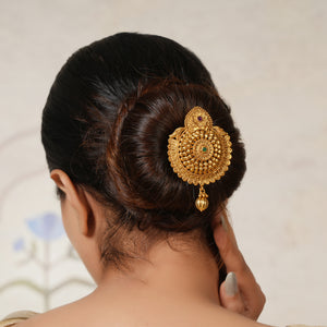 Stunning ball drop gold plated hair choti for women