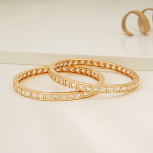 Stunning kundan line gold plated bangle set