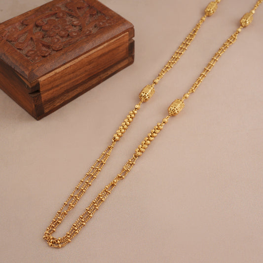 Long simple antique gold plated mala