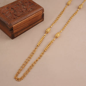 Long simple antique gold plated mala