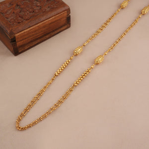 Long simple antique gold plated mala