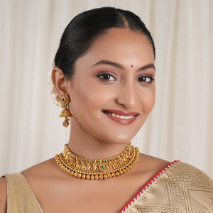 Stunning antique gold stone choker necklace set