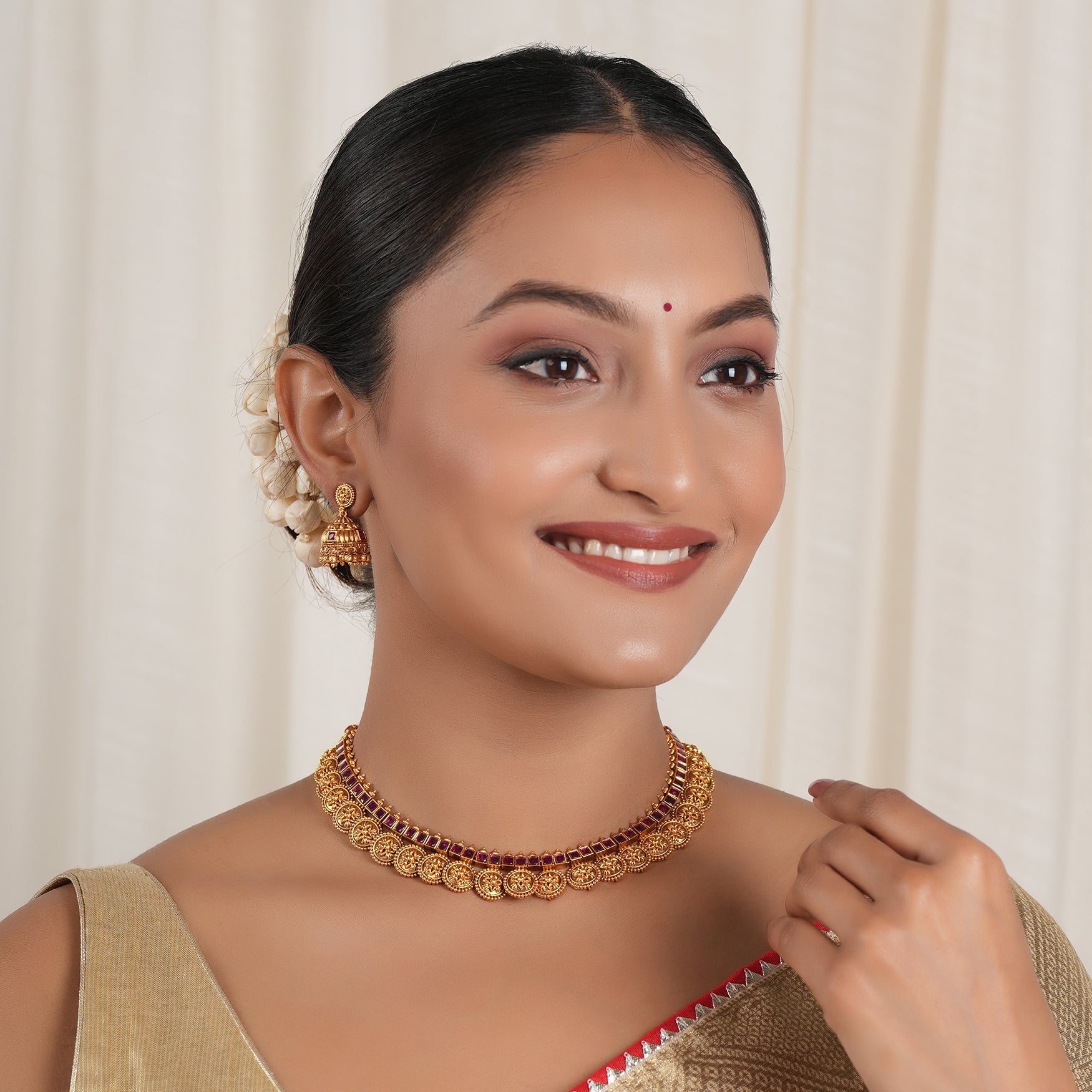 Stunning antique gold ruby necklace set