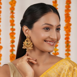 Stunning antique gold plated pearl jhumka earring