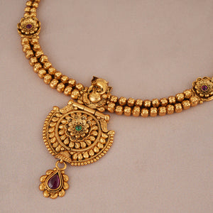 Stunning antique gold lord ganesh necklace set ITemple Jewellery