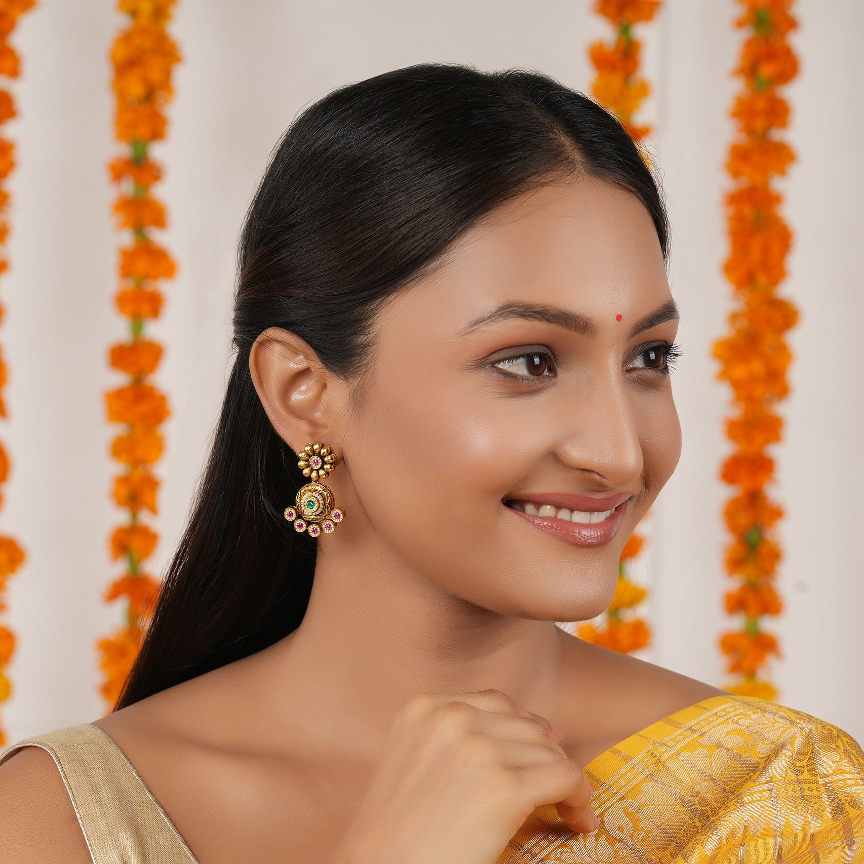 Beautiful antique gold stone earring for women