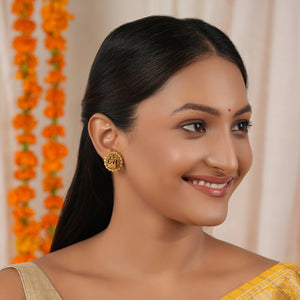 Beautiful antique gold ma lakshmi stud earring I Temple Jewellery