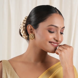 Stunning kundan antique gold big size studs