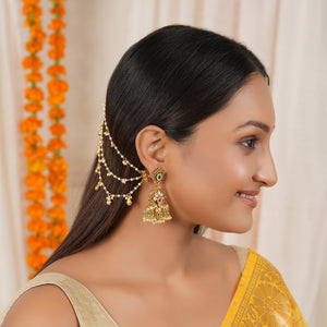 Beautiful pearl gold plated ear chain