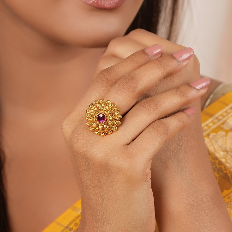 Antique gold plated ruby finger ring I Buy now - smarsjewelrys