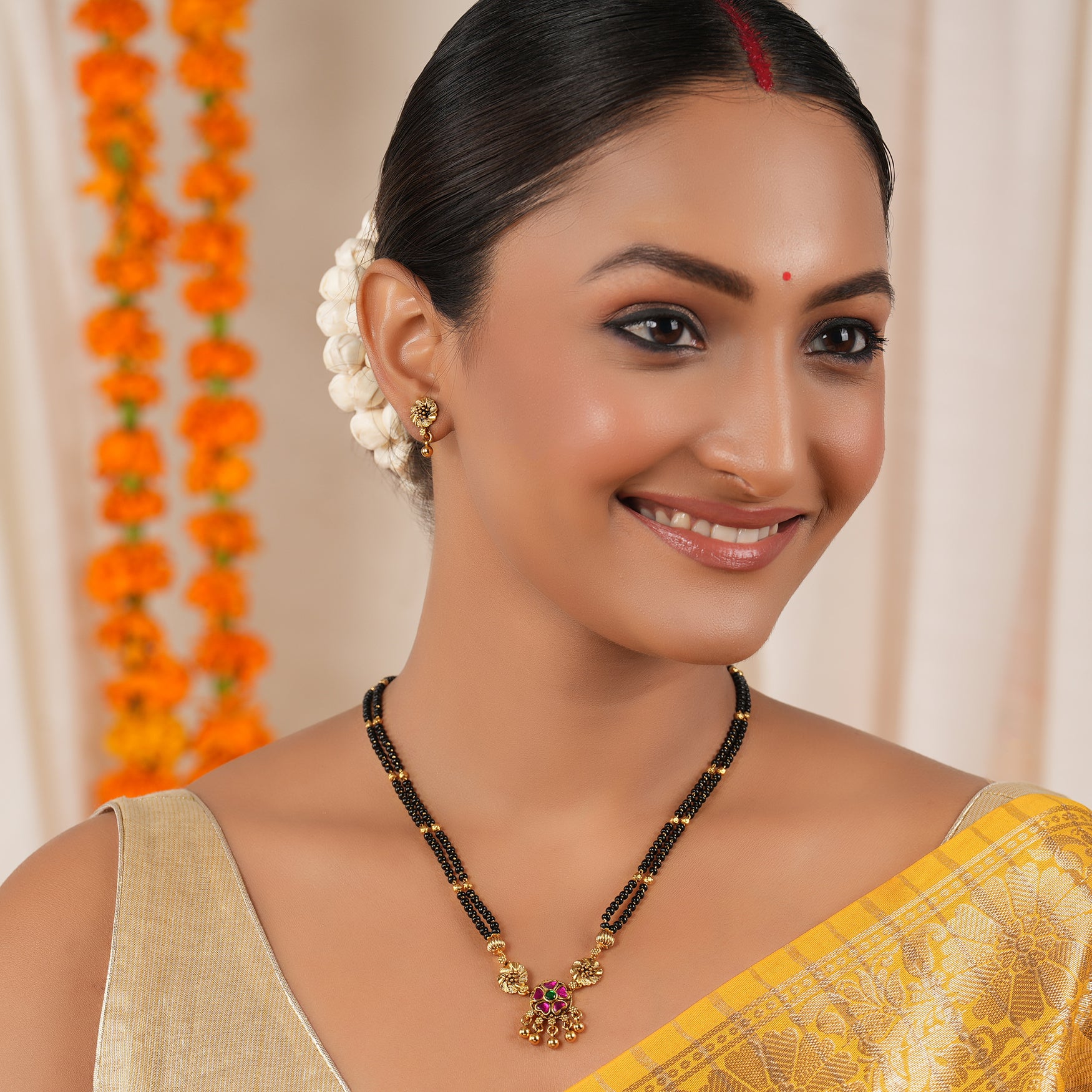 Amazing antique gold floral mangalsutra set