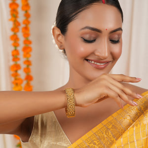 Stunning floral antique gold kada bangle