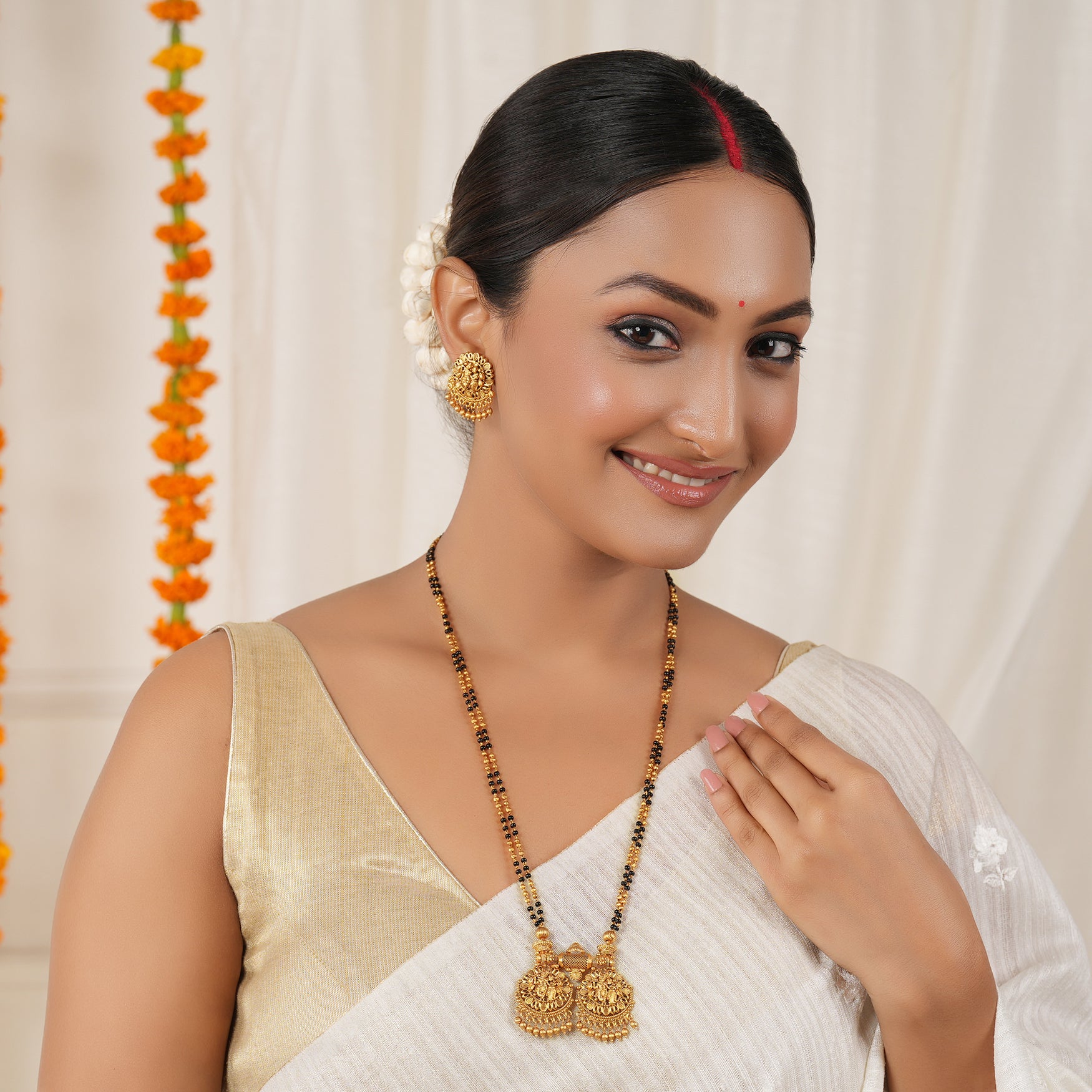 Stunning antique gold radha krishna mangalsutra set I Temple jewellery