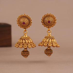 Beautiful plain antique gold jhumka earring