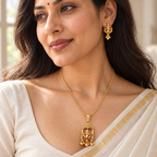 Stunning antique gold ganesh pendant set