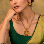Antique Gold Plain Maa Lakshmi Pendant Set