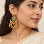 Stunning gold mint Green Ruby Drop Earrings