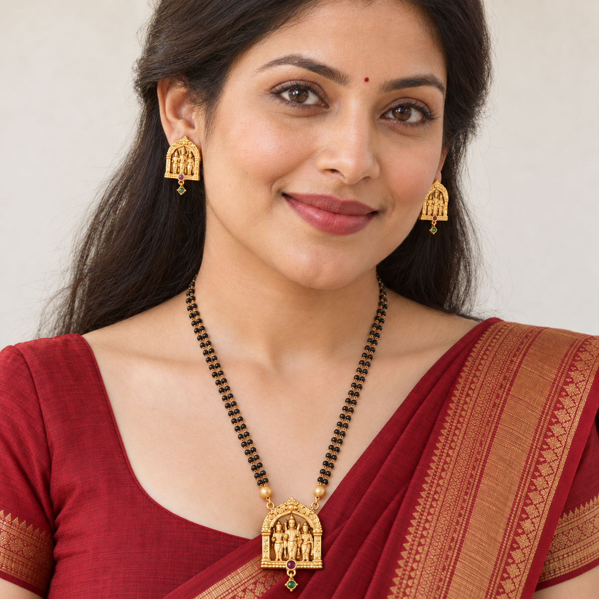 Beautiful antique gold ram sita mangalsutra set