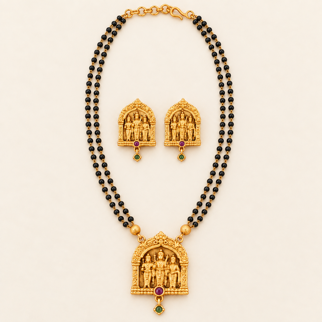 Beautiful antique gold ram sita mangalsutra set