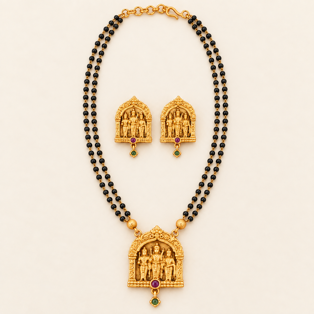 Beautiful antique gold ram sita mangalsutra set