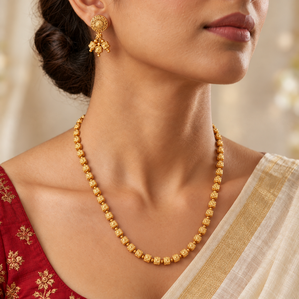 Stunning long gold mala set