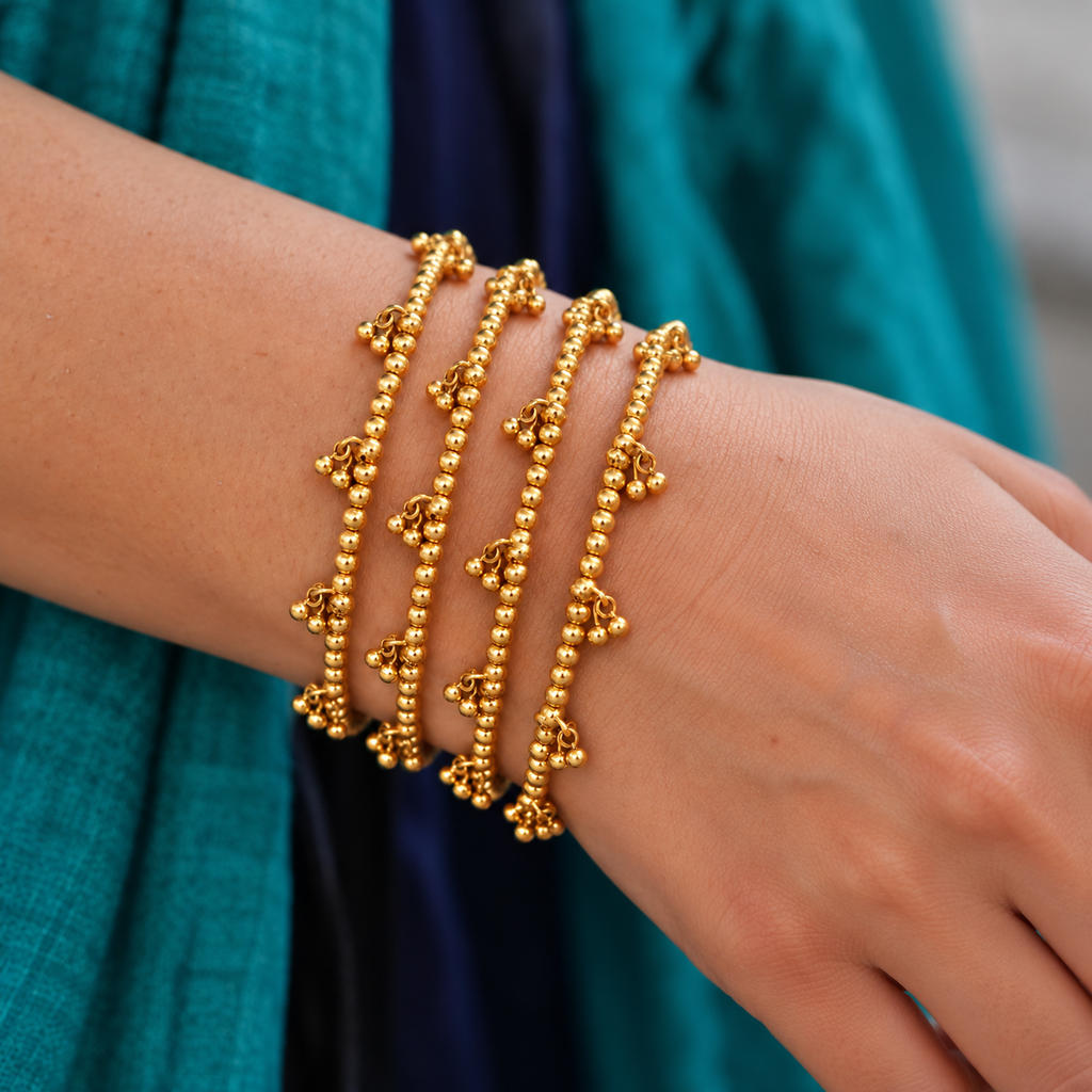 Plain gold kashmiri bangle set (set of 4)
