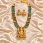 Stunning long antique gold ganesh maharaaj necklace set