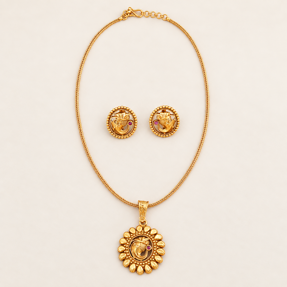 Beautiful antique gold ganesh pendant set