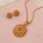 Beautiful intricate antique gold pendant set