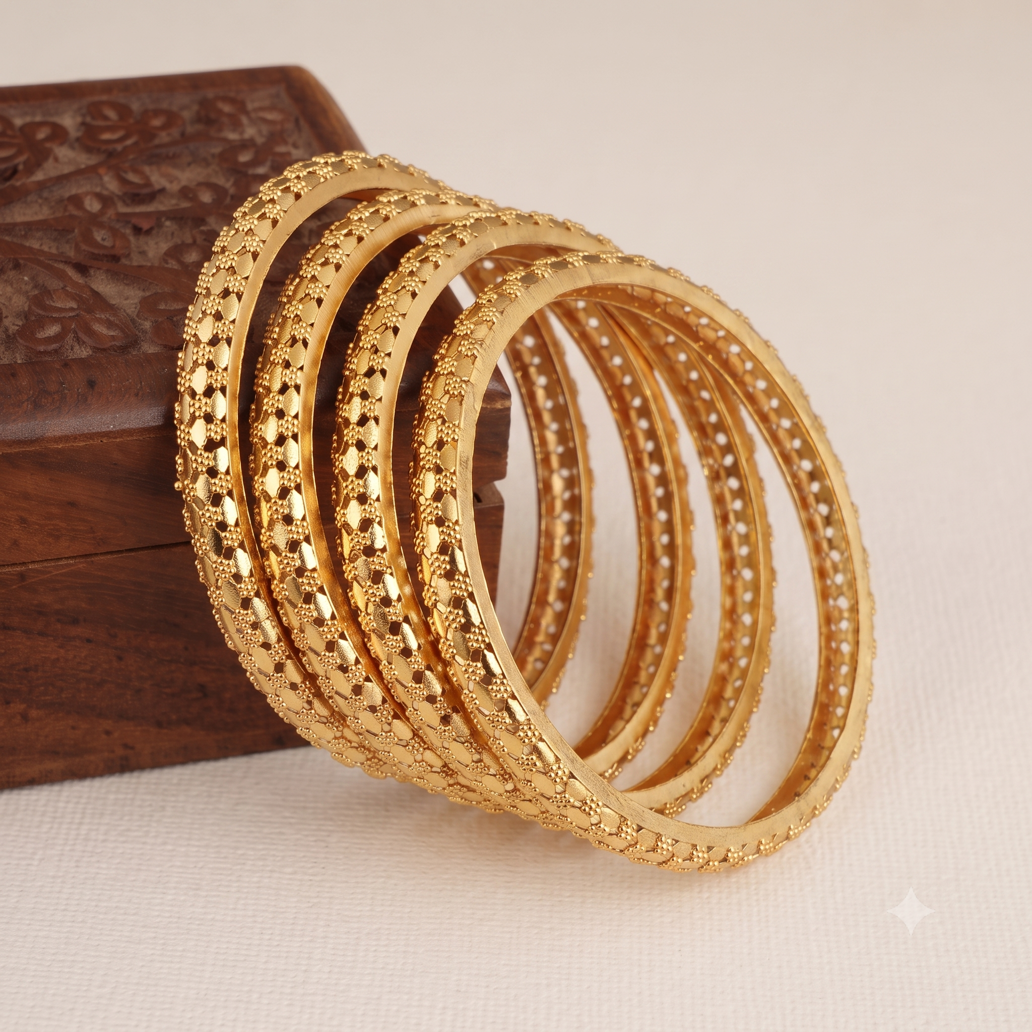 Beautiful antique gold plated bangle set for women ( set of 4 )